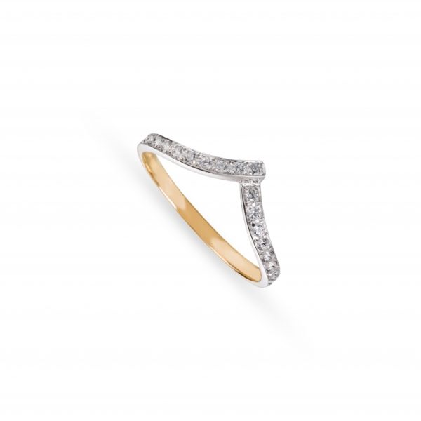 Anel ouro bicolor com pedras zircónias
