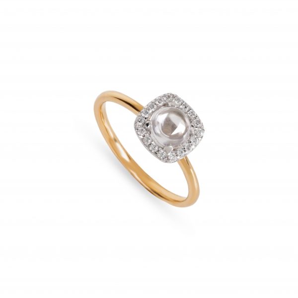 Anel ouro bicolor com pedras zircónias