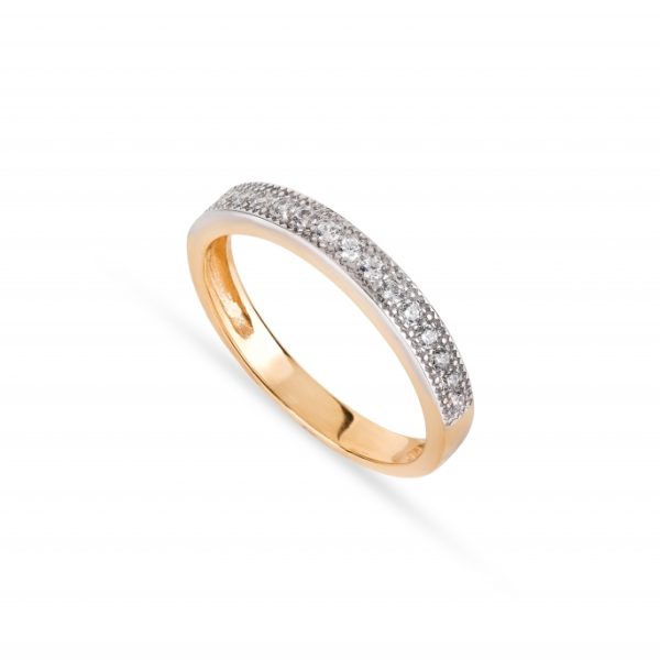 Anel ouro bicolor com pedras zircónias
