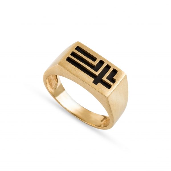 Anel ouro amarelo com cauchu