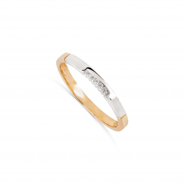 Anel ouro bicolor com pedras zircónias