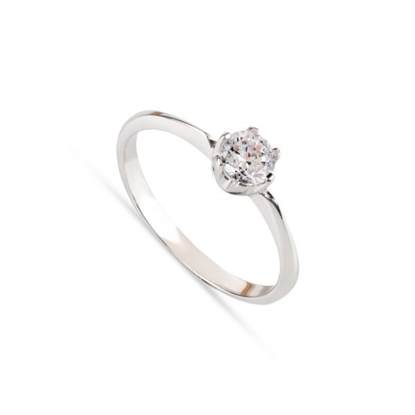 Anel solitário ouro branco