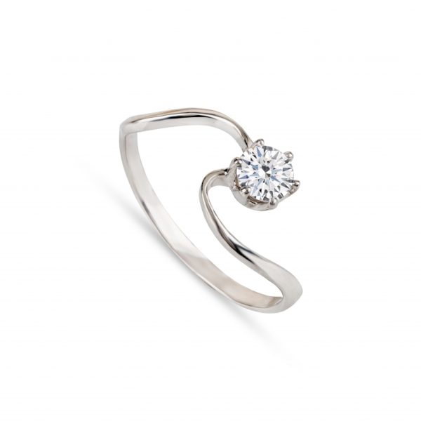 Anel solitário ouro branco