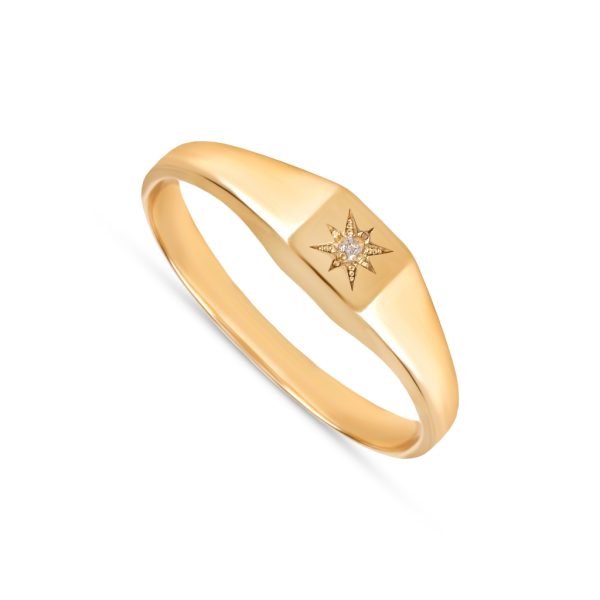 Anel em ouro amarelo com pedra zircónia