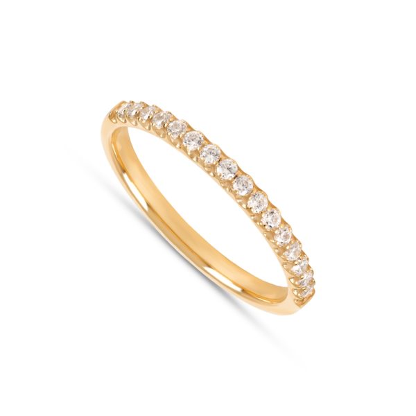 Anel ouro amarelo com pedras zircónias