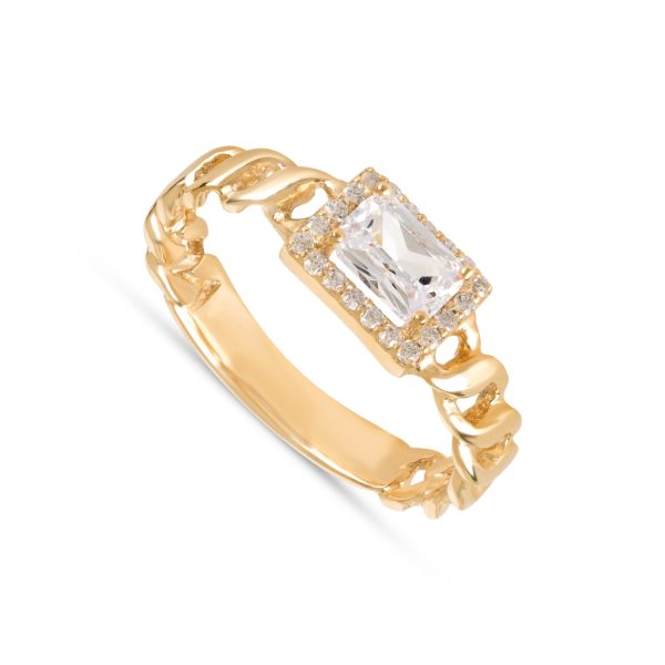 Anel em ouro amarelo com pedras zircónias