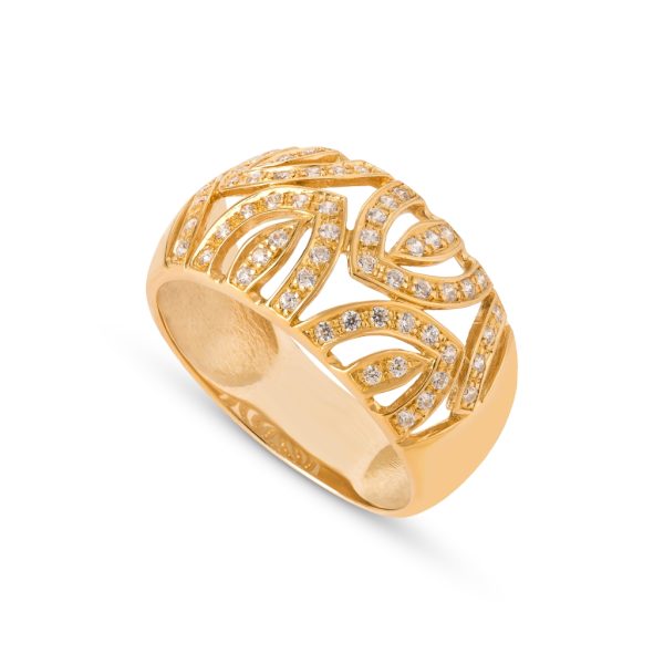 Anel ouro amarelo com pedras zircónias