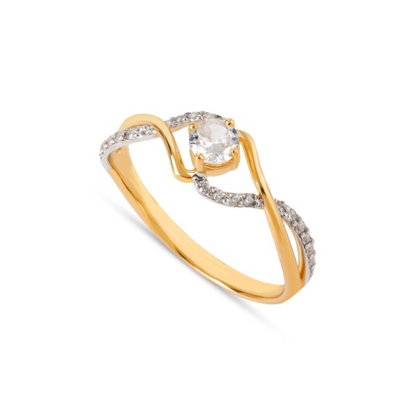 Anel ouro bicolor com pedras zircónias