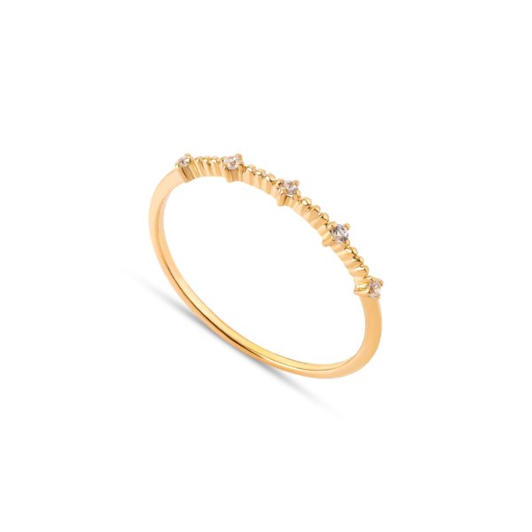 Anel ouro amarelo com pedras zircónias