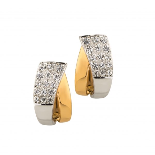 Brincos ouro bicolor com pedras zircónias