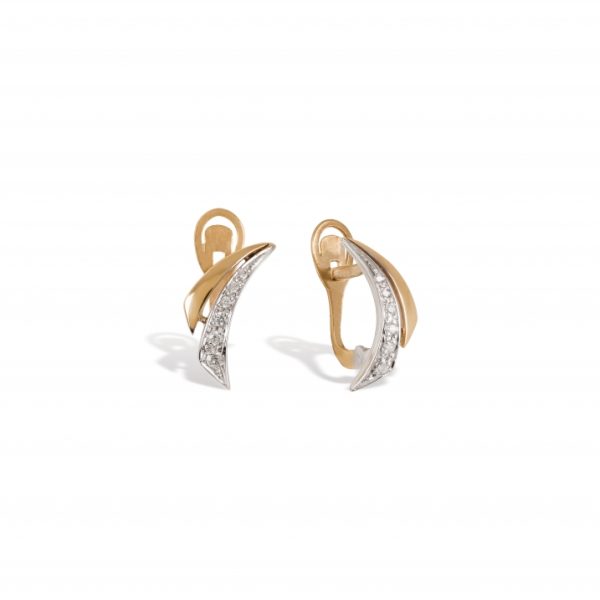 Brincos ouro bicolor com pedras zircónias