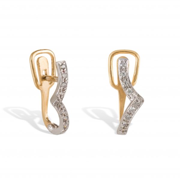 Brincos ouro bicolor com pedras zircónias