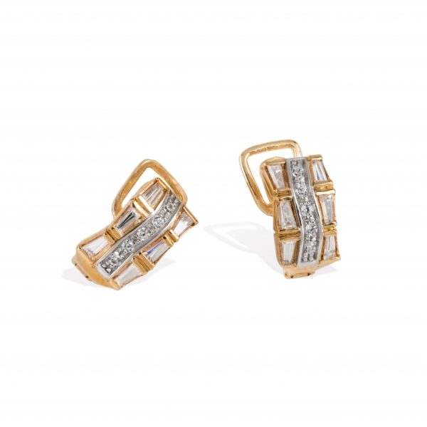 Brincos ouro bicolor com pedras zircónias