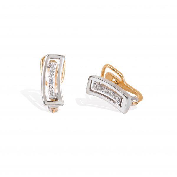 Brincos ouro bicolor com pedras zircónias