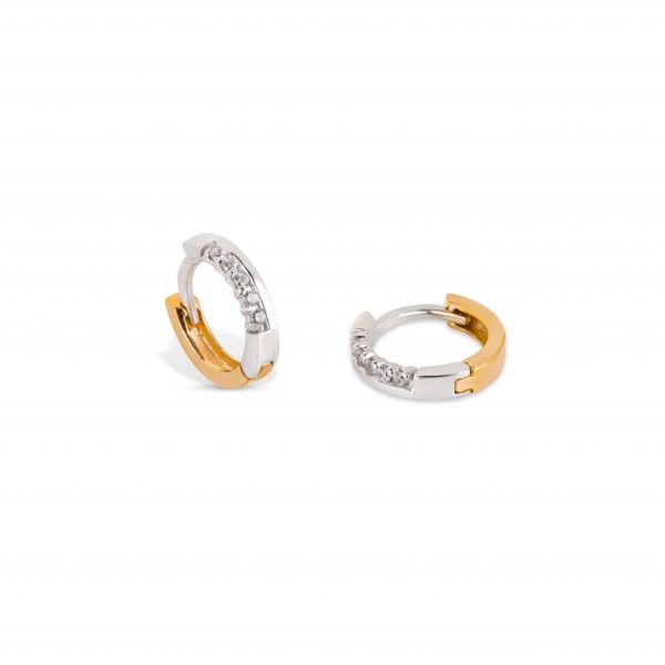Brincos ouro bicolor com pedras zircónias