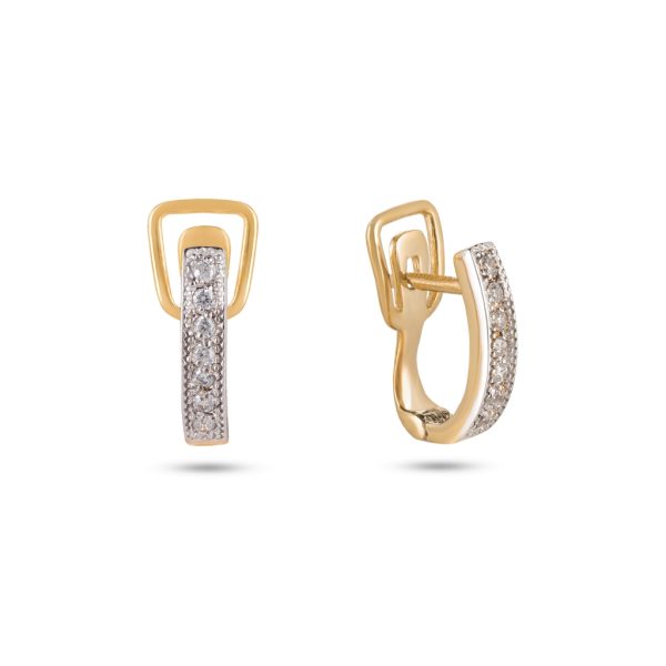 Brincos ouro bicolor com pedras zircónias