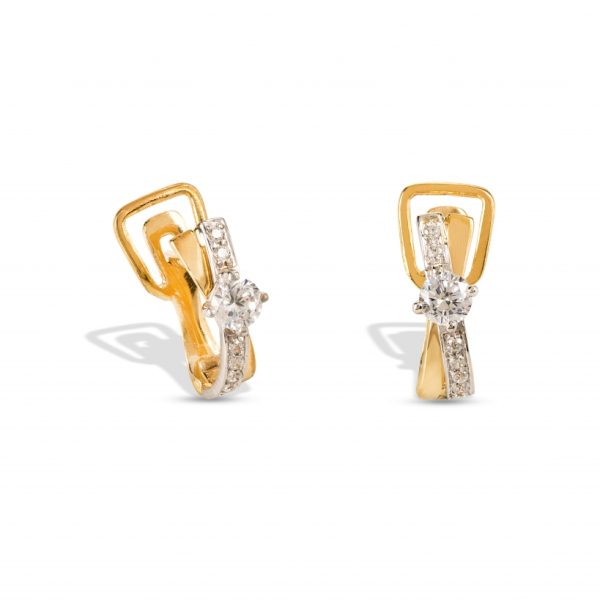 Brincos ouro bicolor com pedras zircónias