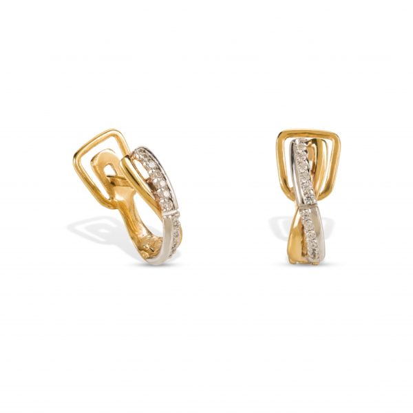 Brincos ouro bicolor com pedras zircónias