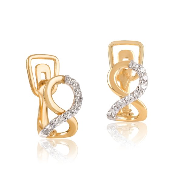 Brincos ouro bicolor com pedras zircónias