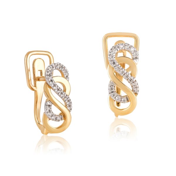 Brincos ouro bicolor com pedras zircónias