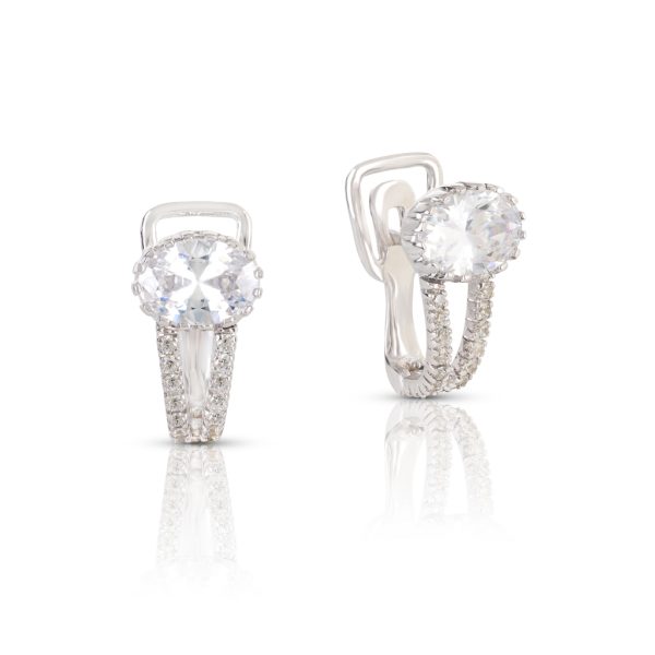 Brincos ouro branco com pedras zircónias