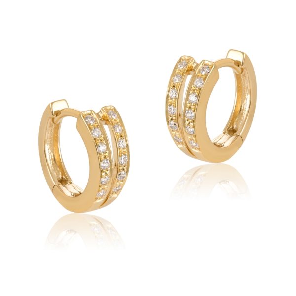 Brincos ouro amarelo com pedras zircónias