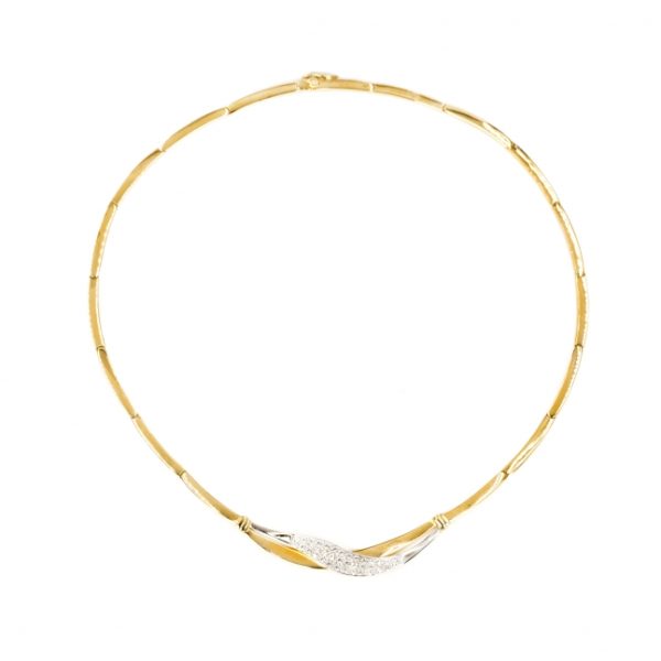 Colar ouro bicolor com pedras zircónias