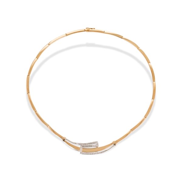 Colar ouro bicolor com pedras zircónias
