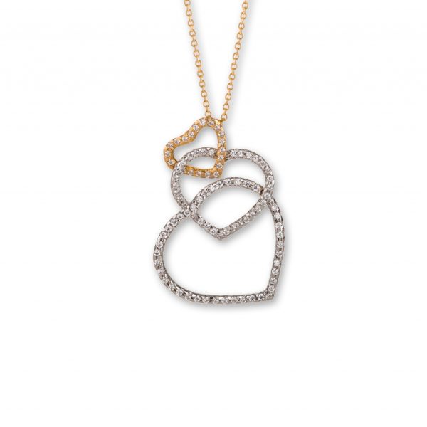 Colar ouro bicolor com pedras zircónias