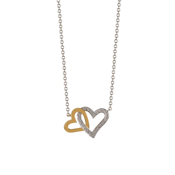 Colar ouro bicolor com pedras zircónias