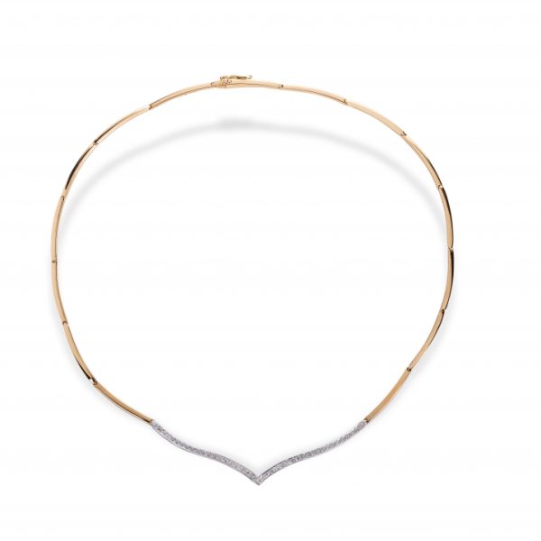 Colar ouro bicolor com pedras zircónias