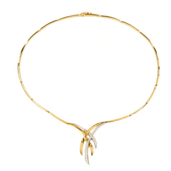 Colar ouro bicolor com pedras zircónias