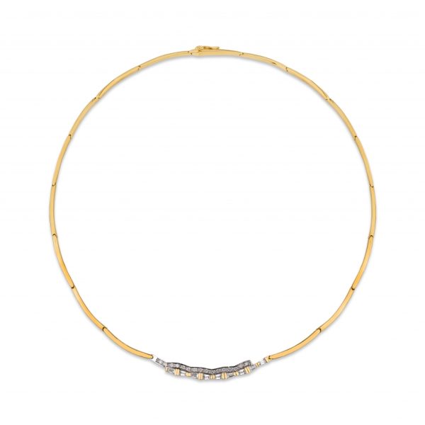 Colar ouro bicolor com pedras zircónias