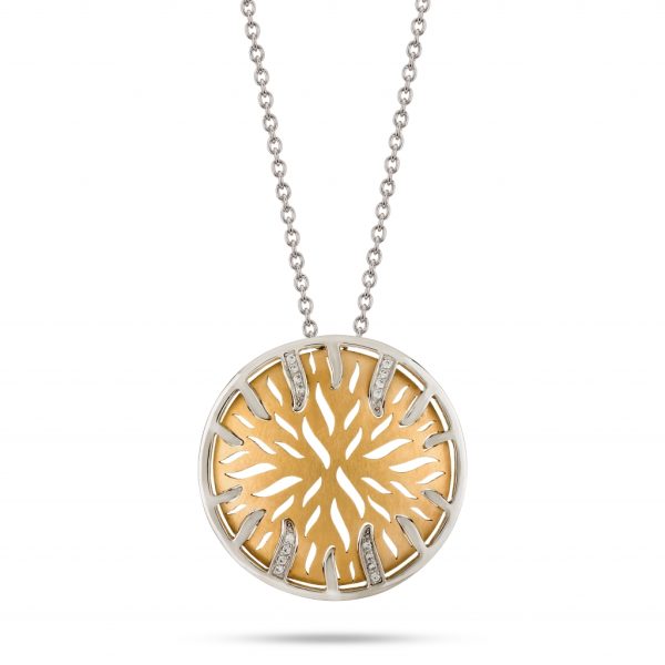 Colar ouro bicolor com pedras zircónias
