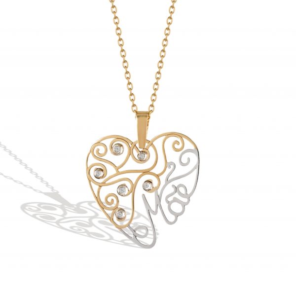 Colar ouro bicolor com pedras zircónias