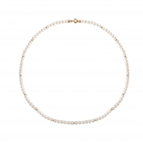 Colar ouro amarelo e pérolas