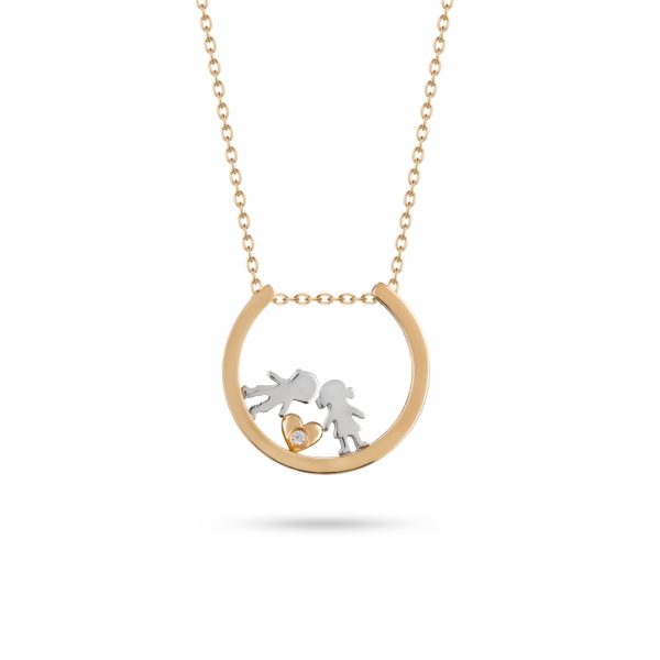 Colar em ouro bicolor com pedra zircónia