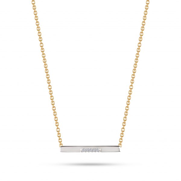 Colar ouro bicolor com pedras zircónias