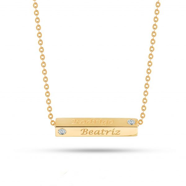 Colar ouro amarelo com pedras zircónias