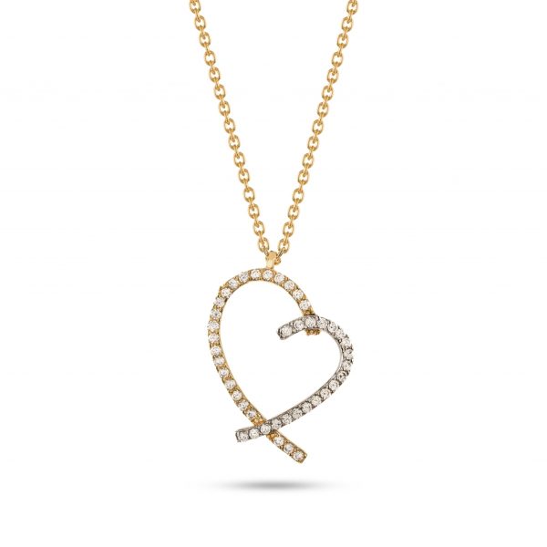 Colar ouro bicolor com pedras zircónias