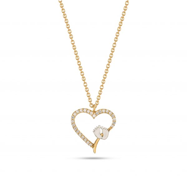 Colar ouro bicolor com pedras zircónias