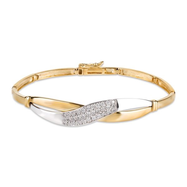 Pulseira ouro bicolor com pedras zircónias