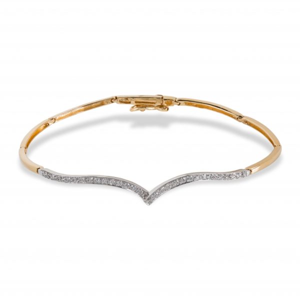 Pulseira ouro bicolor com pedras zircónias