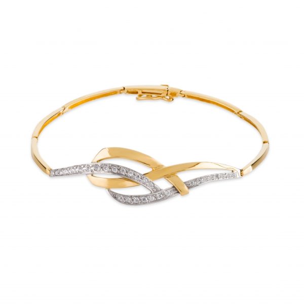 Pulseira ouro bicolor com pedras zircónias