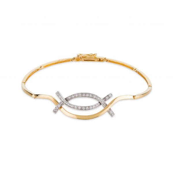 Pulseira ouro bicolor com pedras zircónias