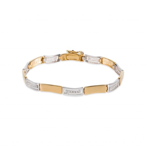 Pulseira ouro bicolor com pedras zircónias