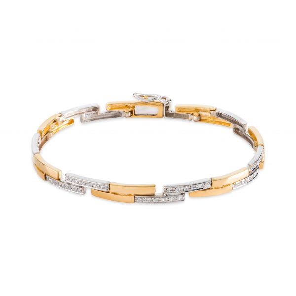 Pulseira ouro bicolor com pedras zircónias
