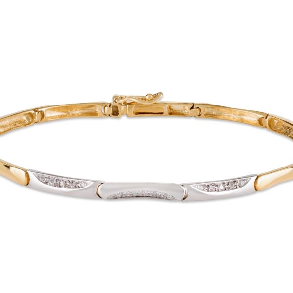 Pulseira ouro bicolor com pedras zircónias