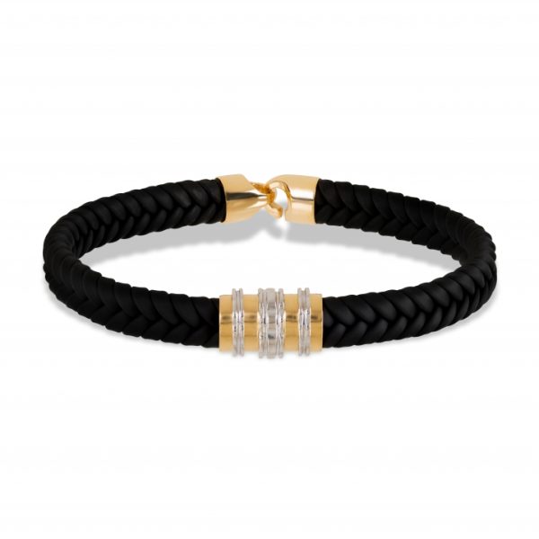 Pulseira ouro bicolor com cauchu