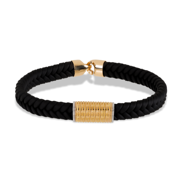 Pulseira ouro bicolor com cauchu